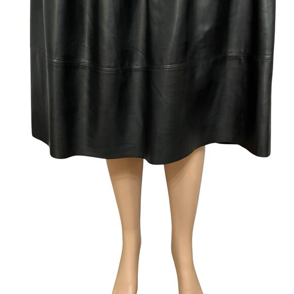 Current Air Faux Leather Midi Skirt Medium Fit And Flare Smocked Waist Pull On - Picture 3 of 10